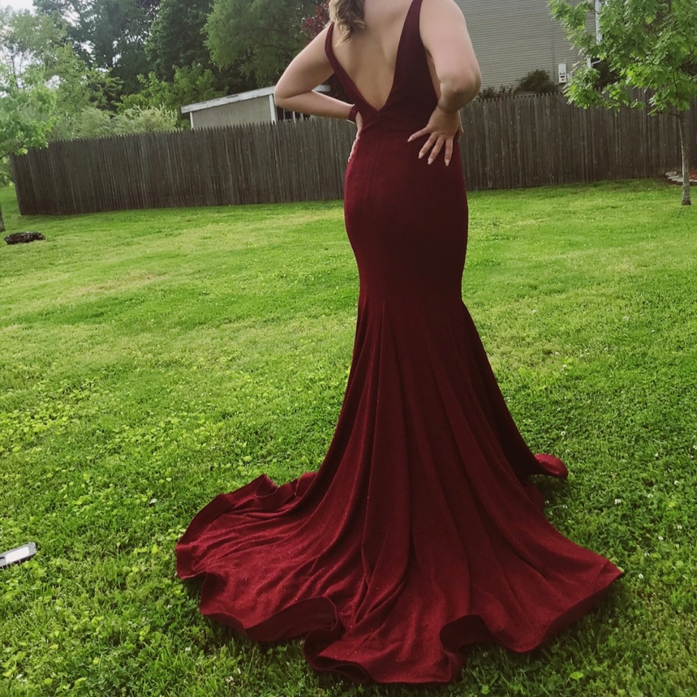 Maroon mermaid style prom dress